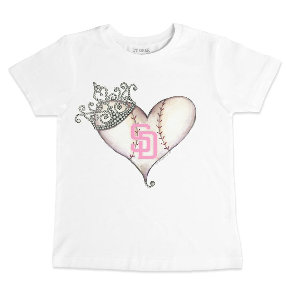 San Diego Padres Tiny Turnip Youth Baseball Tiara Heart T-Shirt | MLB On Sale