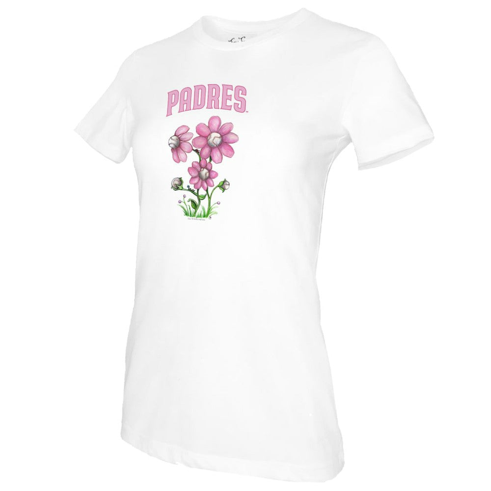 San Diego Padres Tiny Turnip Women's Blooming Baseballs T-Shirt | MLB For sale