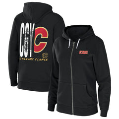 Calgary Flames WEAR by Erin Andrews Women's Sponge Fleece Full-Zip Hoodie On Sale