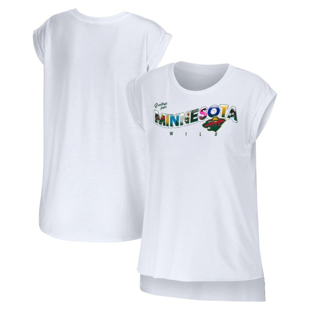Minnesota Wild WEAR by Erin Andrews Women's Greetings From Muscle T-Shirt Outlet
