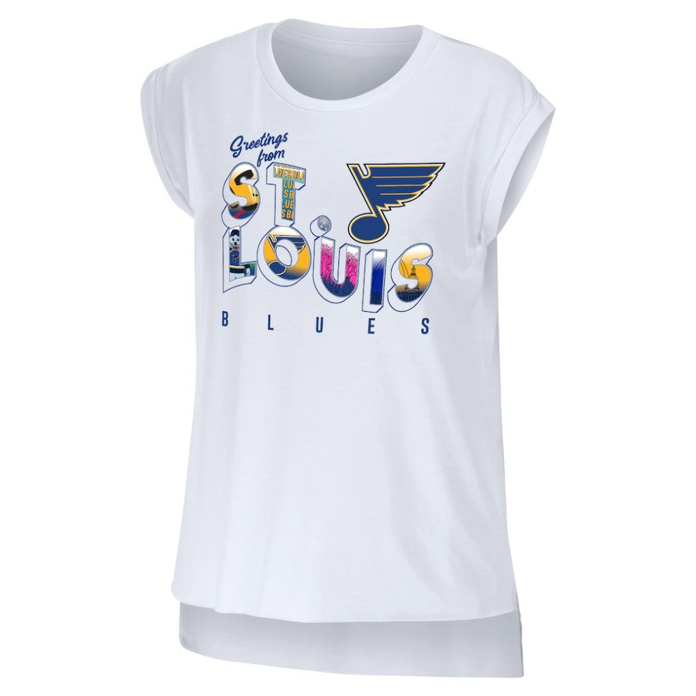 St. Louis Blues WEAR by Erin Andrews Women's Greetings From Muscle T-Shirt Sale