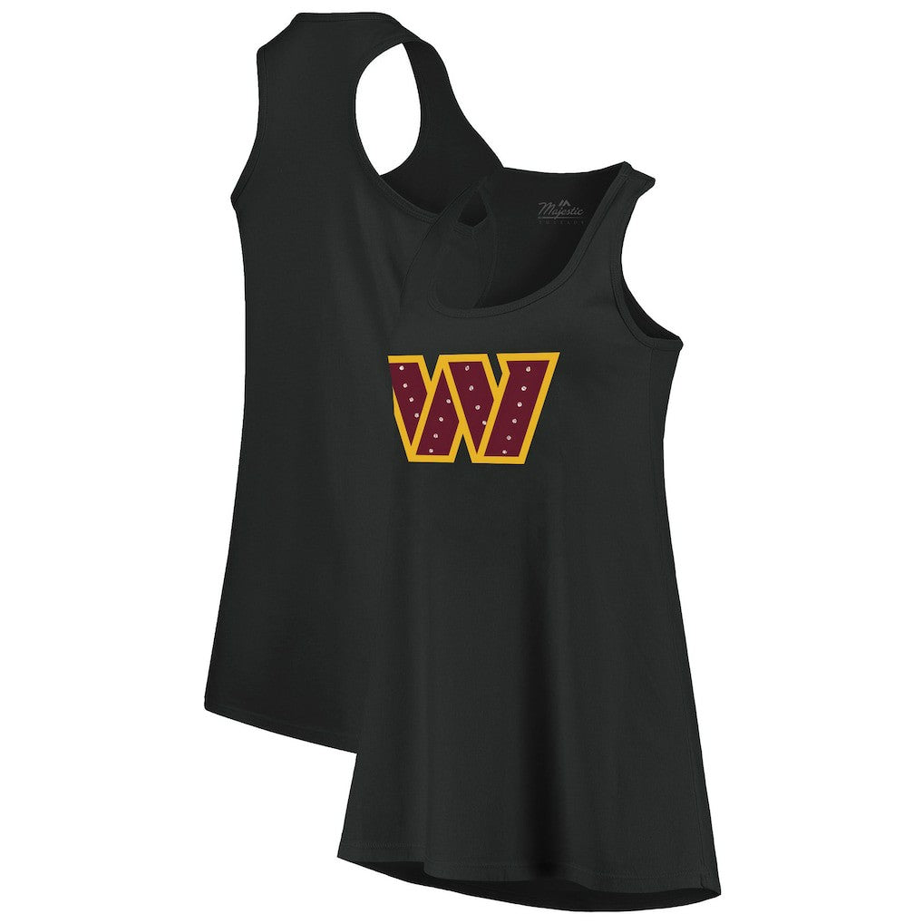 Washington Commanders  Majestic Threads Women's Bling Scoop Neck Racerback Tank Top