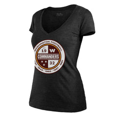 Washington Commanders  Majestic Threads Women's Bling Tri-Blend V-Neck T-Shirt