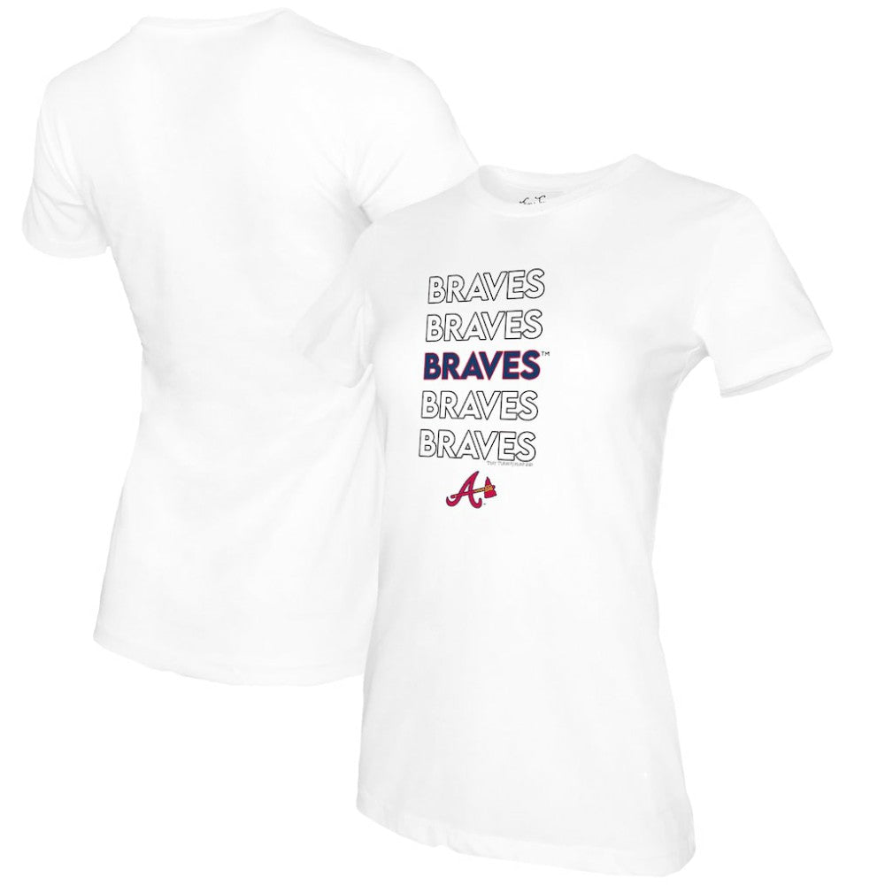 Atlanta Braves Tiny Turnip Women's Stacked T-Shirt | MLB For sale