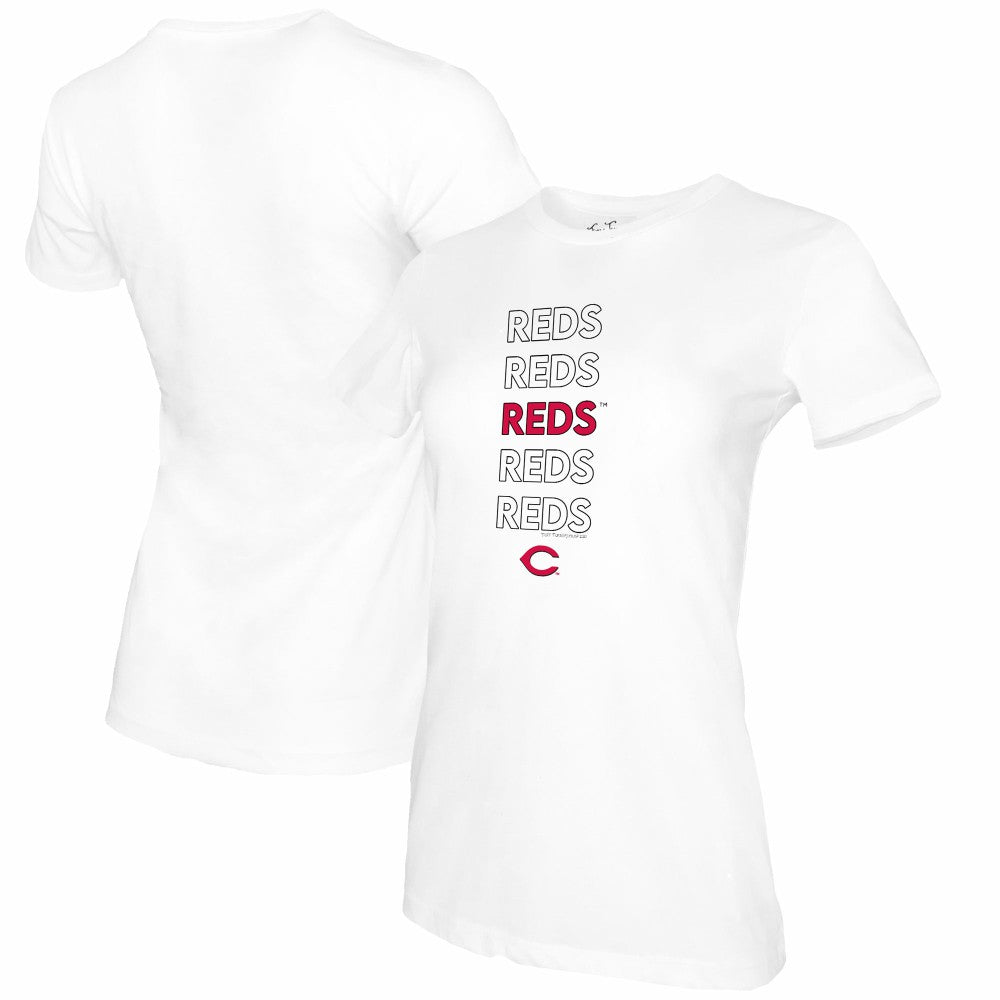 Cincinnati Reds Tiny Turnip Women's Stacked T-Shirt | MLB New