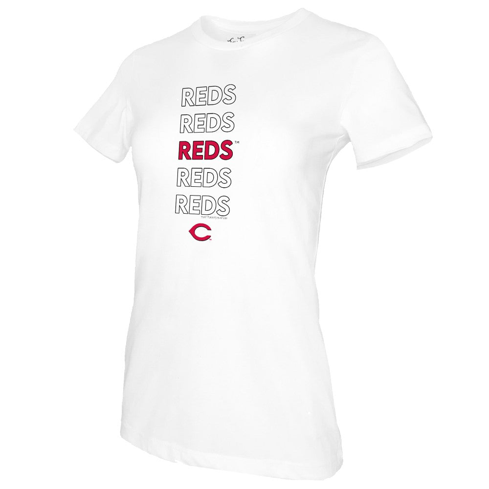 Cincinnati Reds Tiny Turnip Women's Stacked T-Shirt | MLB New