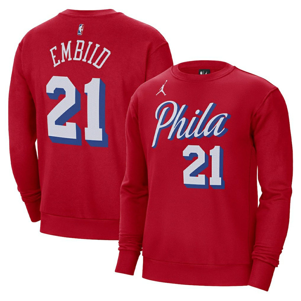 Joel Embiid Philadelphia 76ers Jordan Brand Statement Name & Number Pullover Sweatshirt Outlet