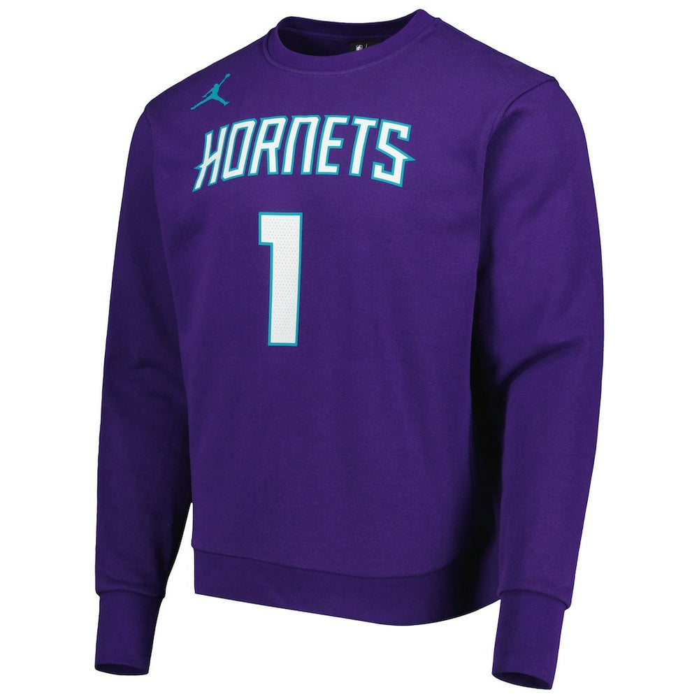 LaMelo Ball Charlotte Hornets Jordan Brand Statement Name & Number Pullover Sweatshirt For Sale