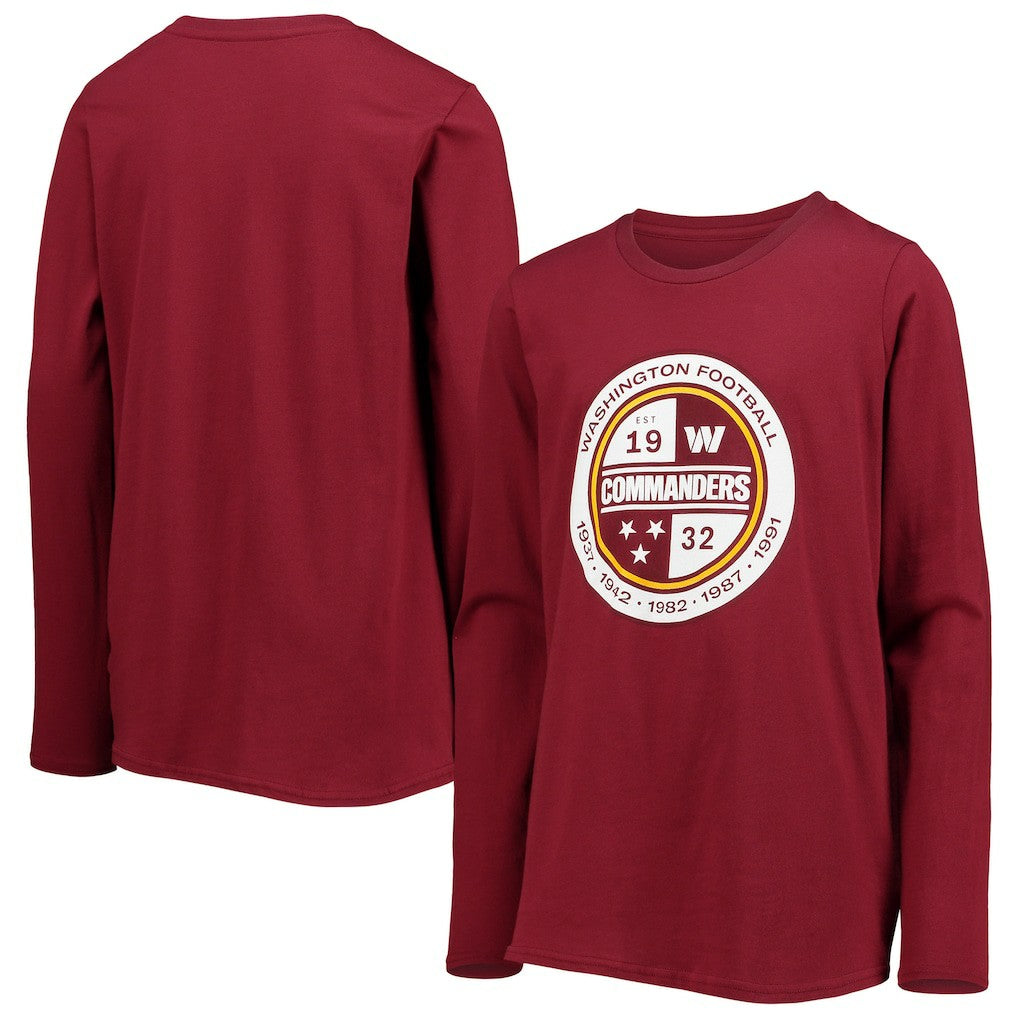 Washington Commanders  Youth Secondary Logo Long Sleeve T-Shirt