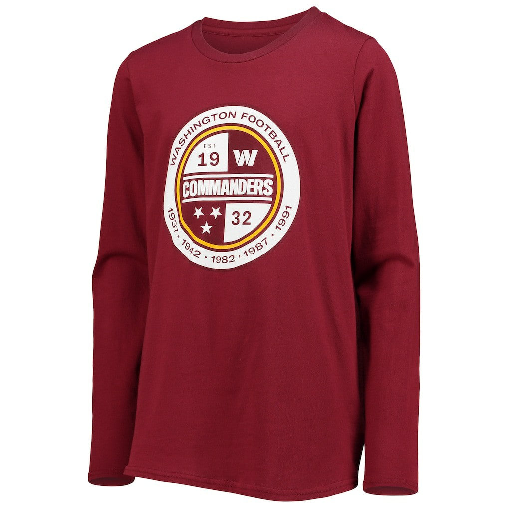 Washington Commanders  Youth Secondary Logo Long Sleeve T-Shirt