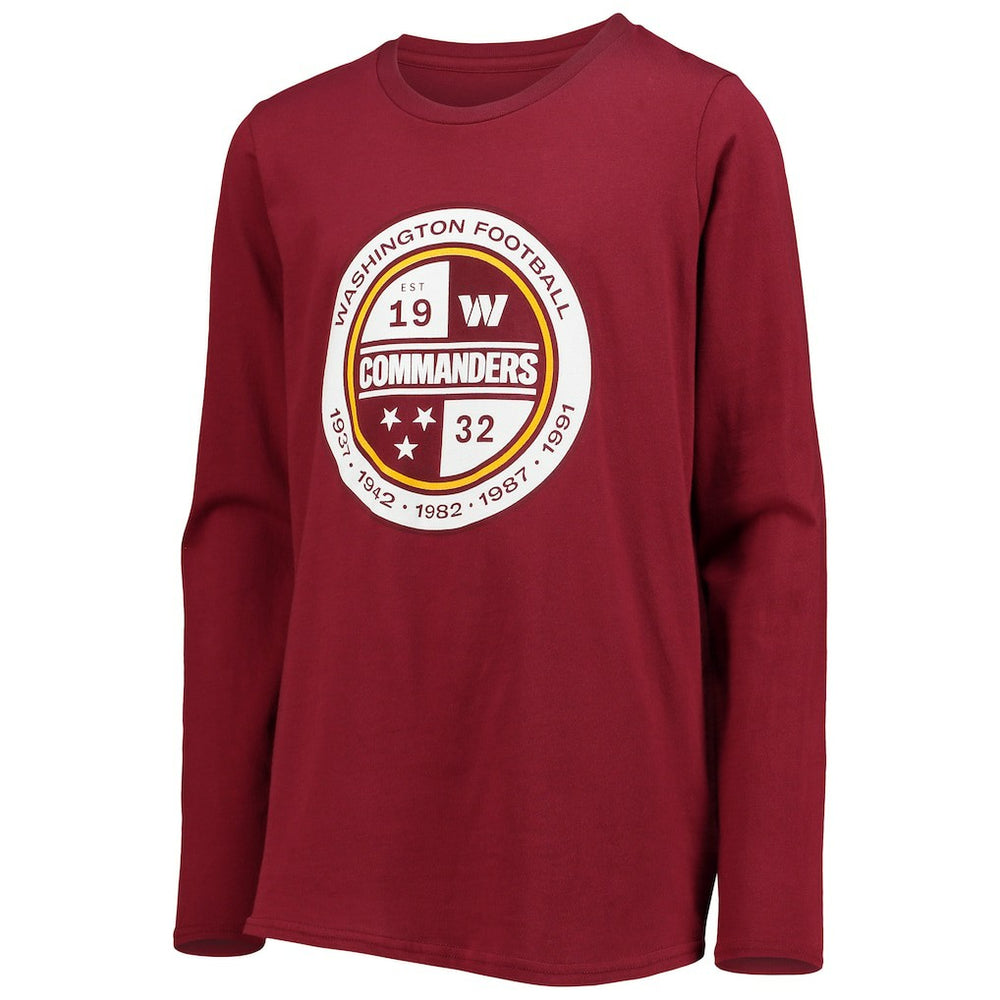 Washington Commanders  Youth Secondary Logo Long Sleeve T-Shirt