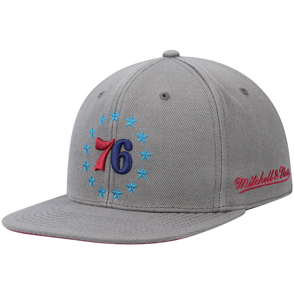 Philadelphia 76ers Hardwood Classics 60th Anniversary Carbon Cabernet Fitted Hat Discount