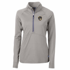 Milwaukee Brewers Cutter & Buck Women's Adapt Eco Knit Stretch Half-Zip Pullover Top | MLB Discount