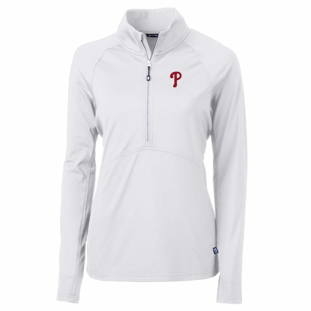 Philadelphia Phillies Cutter & Buck Women's Adapt Eco Knit Stretch Half-Zip Pullover Top | MLB For sale