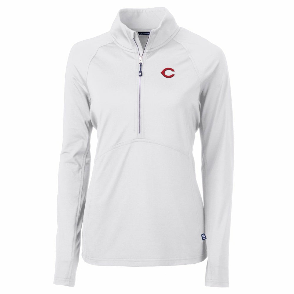 Cincinnati Reds Cutter & Buck Women's Adapt Eco Knit Stretch Half-Zip Pullover Top | MLB Outlet