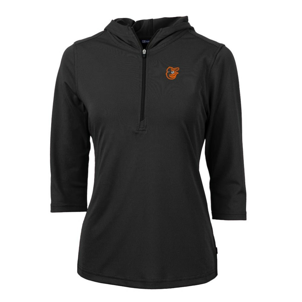 Baltimore Orioles Cutter & Buck Women's Virtue Eco Pique 3/4 Sleeve Half-Zip Pullover Hoodie | MLB Outlet