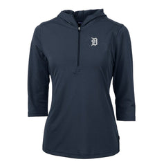 Detroit Tigers Cutter & Buck Women's Virtue Eco Pique 3/4 Sleeve Half-Zip Pullover Hoodie | MLB For sale