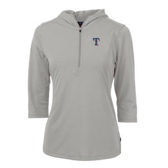 Texas Rangers Cutter & Buck Women's Virtue Eco Pique 3/4 Sleeve Half-Zip Pullover Hoodie | MLB US