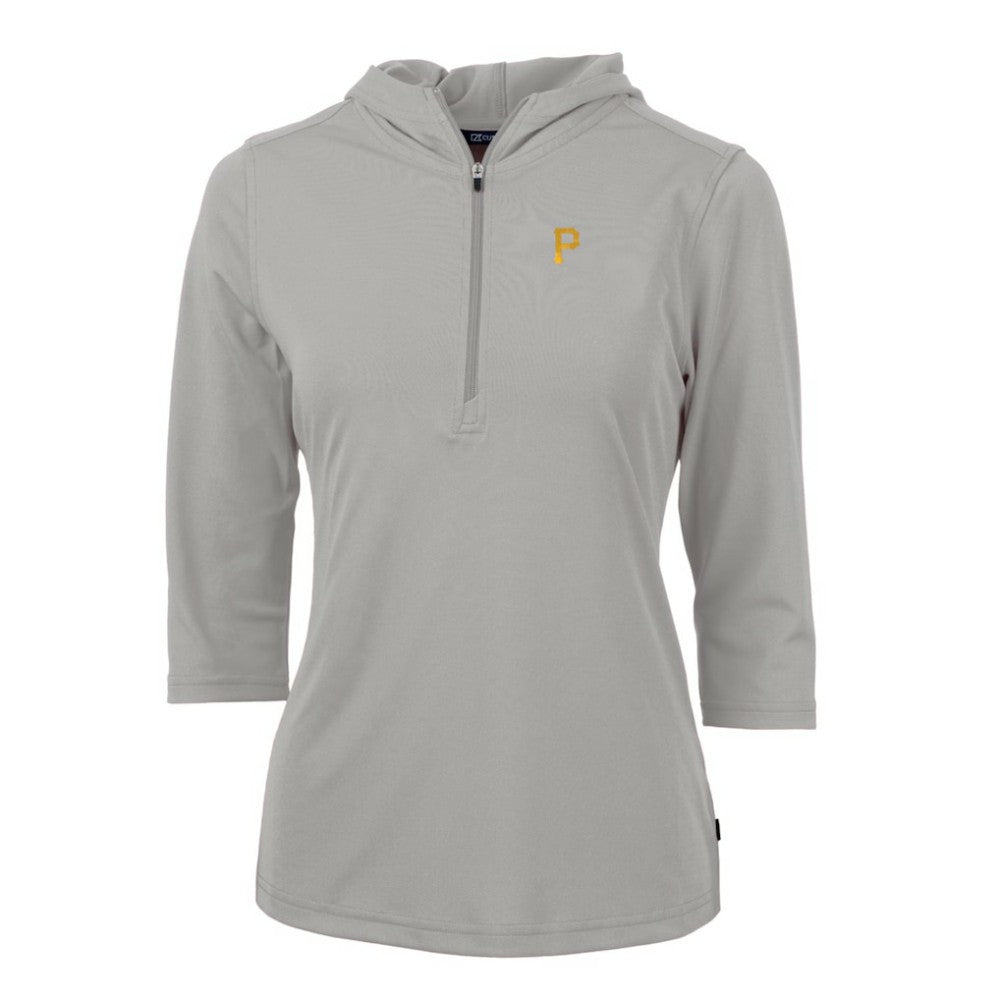 Pittsburgh Pirates Cutter & Buck Women's Virtue Eco Pique 3/4 Sleeve Half-Zip Pullover Hoodie | MLB Outlet