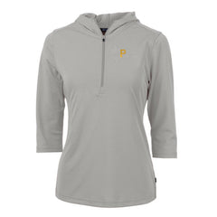 Pittsburgh Pirates Cutter & Buck Women's Virtue Eco Pique 3/4 Sleeve Half-Zip Pullover Hoodie | MLB Outlet