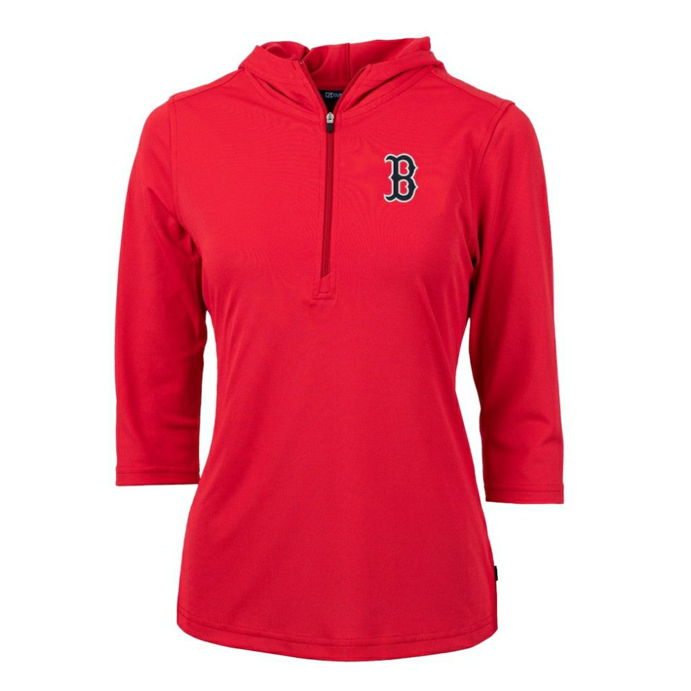 Boston Red Sox Cutter & Buck Women's Virtue Eco Pique 3/4 Sleeve Half-Zip Pullover Hoodie | MLB Near me