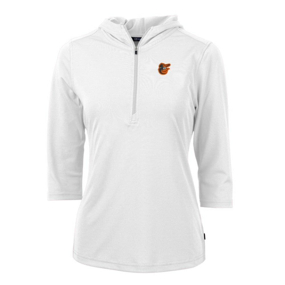 Baltimore Orioles Cutter & Buck Women's Virtue Eco Pique 3/4 Sleeve Half-Zip Pullover Hoodie | MLB Sale