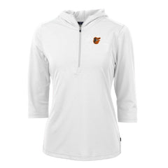 Baltimore Orioles Cutter & Buck Women's Virtue Eco Pique 3/4 Sleeve Half-Zip Pullover Hoodie | MLB Sale