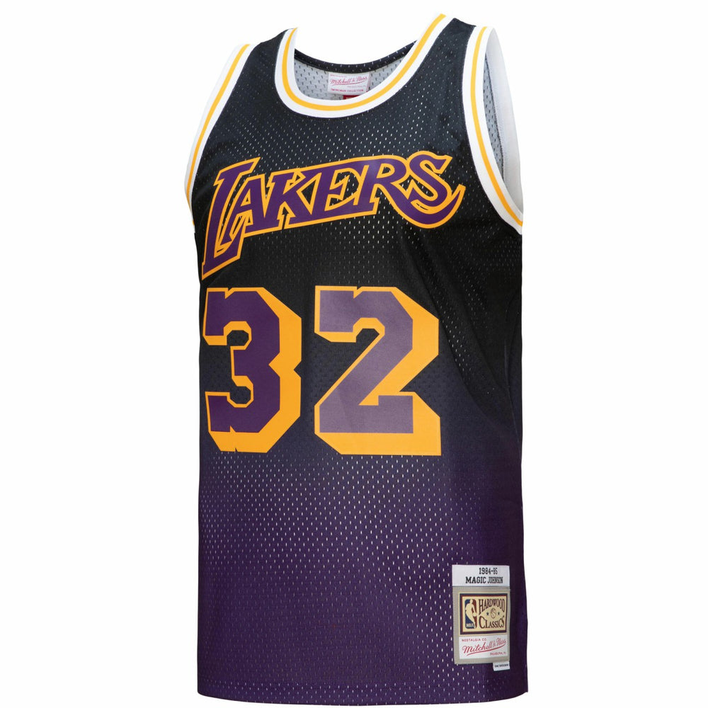 Magic Johnson Los Angeles Lakers 1984/85 Hardwood Classics Fadeaway Swingman Player Jersey For Sale