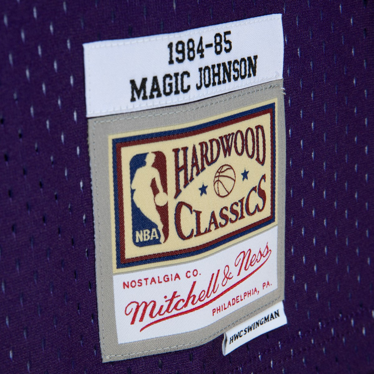 Magic Johnson Los Angeles Lakers 1984/85 Hardwood Classics Fadeaway Swingman Player Jersey For Sale