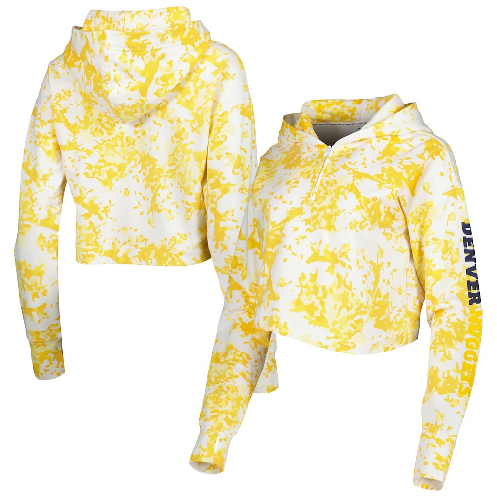 Denver Nuggets Lusso Women's Maia Tri-Blend Cropped Quarter-Zip Top sale On Sale