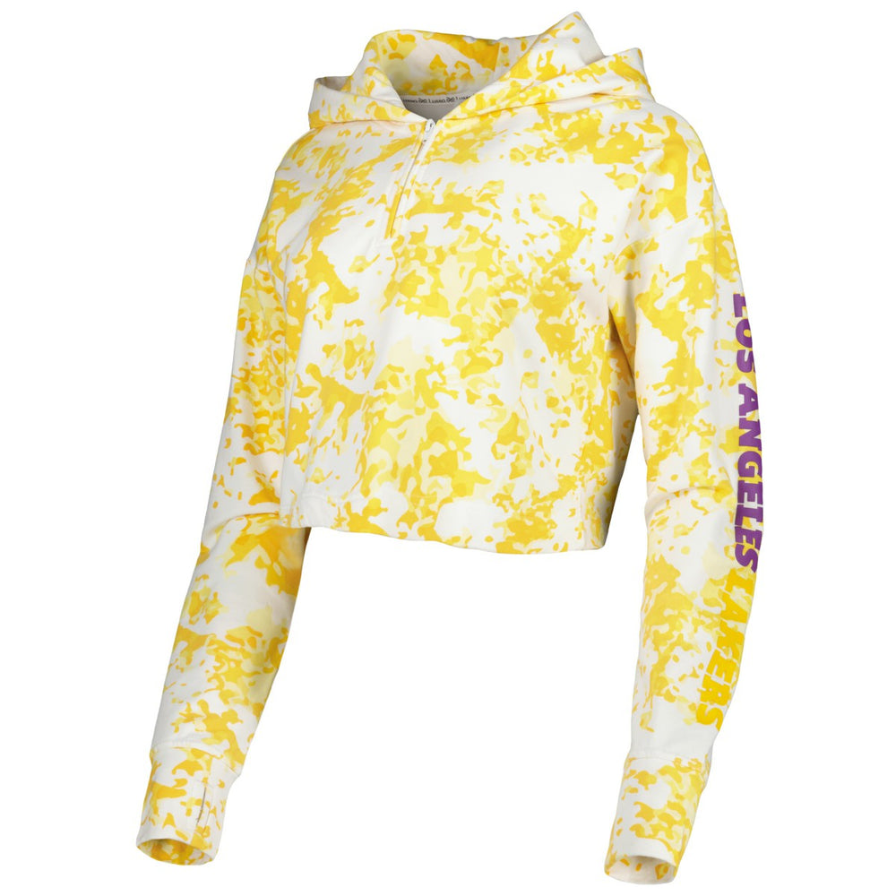 Los Angeles Lakers Lusso Women's Maia Tri-Blend Cropped Quarter-Zip Top On Sale