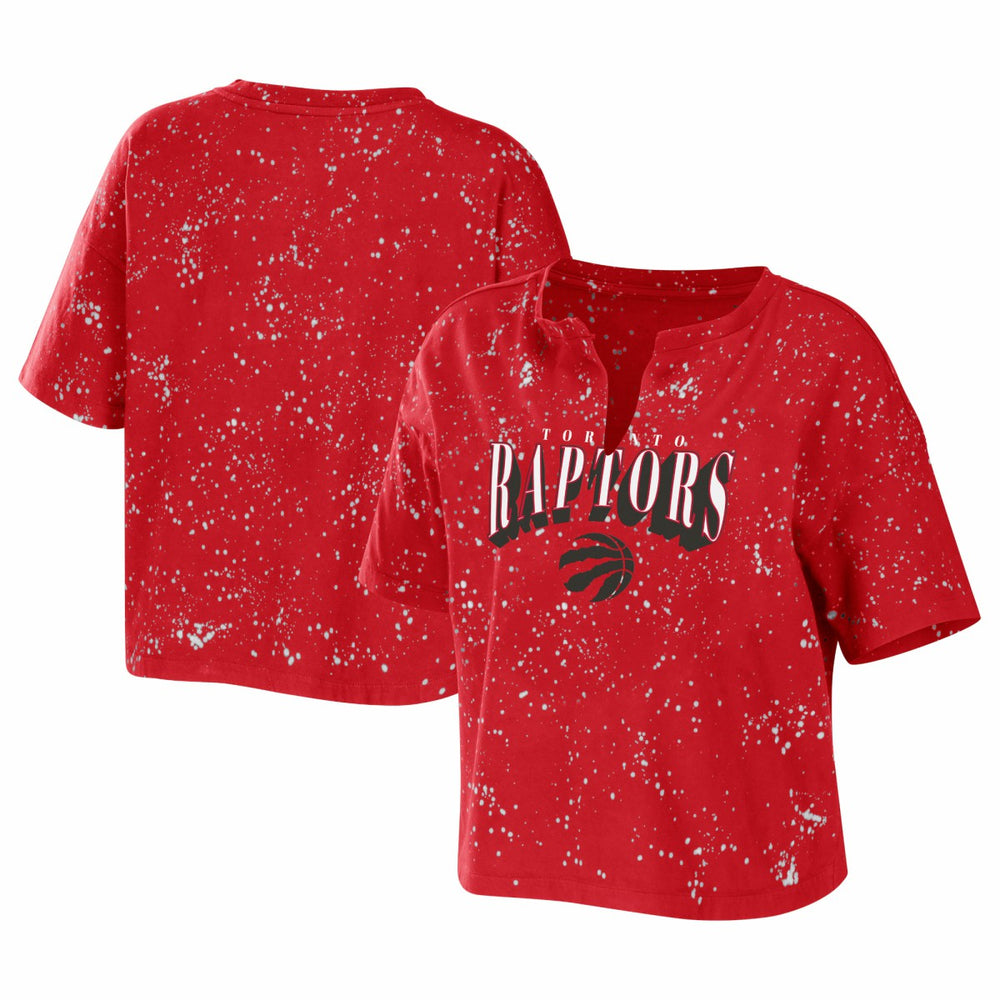 Toronto Raptors WEAR by Erin Andrews Women's Bleach Splatter Notch Neck T-Shirt Online