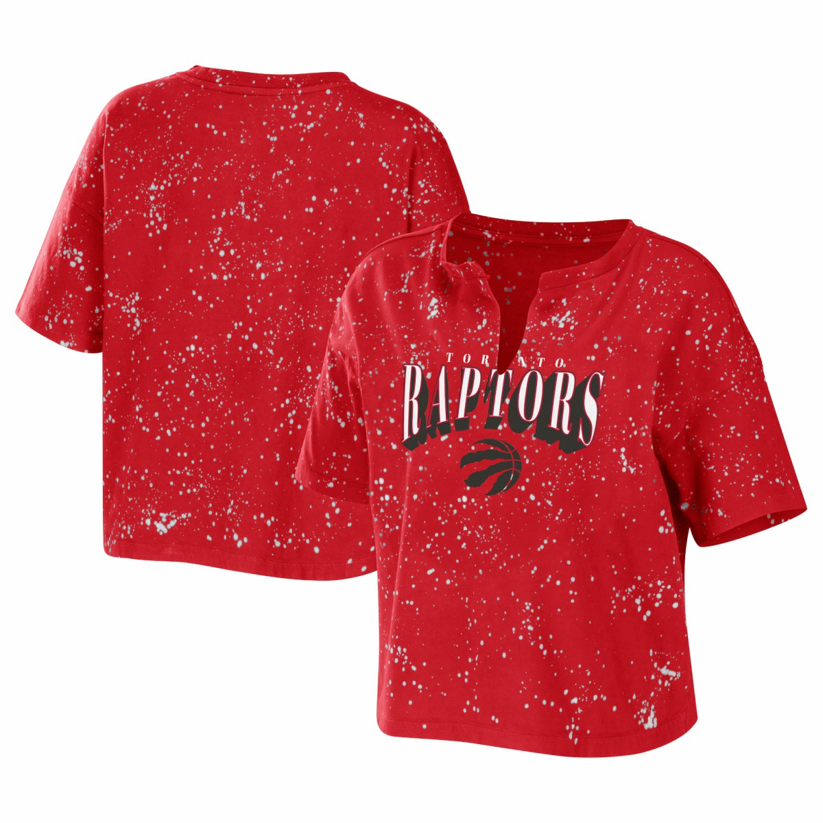 Toronto Raptors WEAR by Erin Andrews Women's Bleach Splatter Notch Neck T-Shirt Online