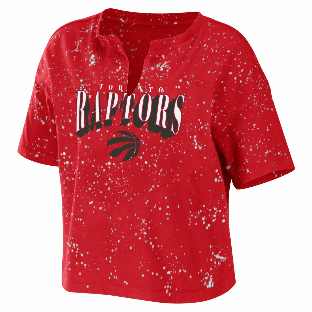 Toronto Raptors WEAR by Erin Andrews Women's Bleach Splatter Notch Neck T-Shirt Online