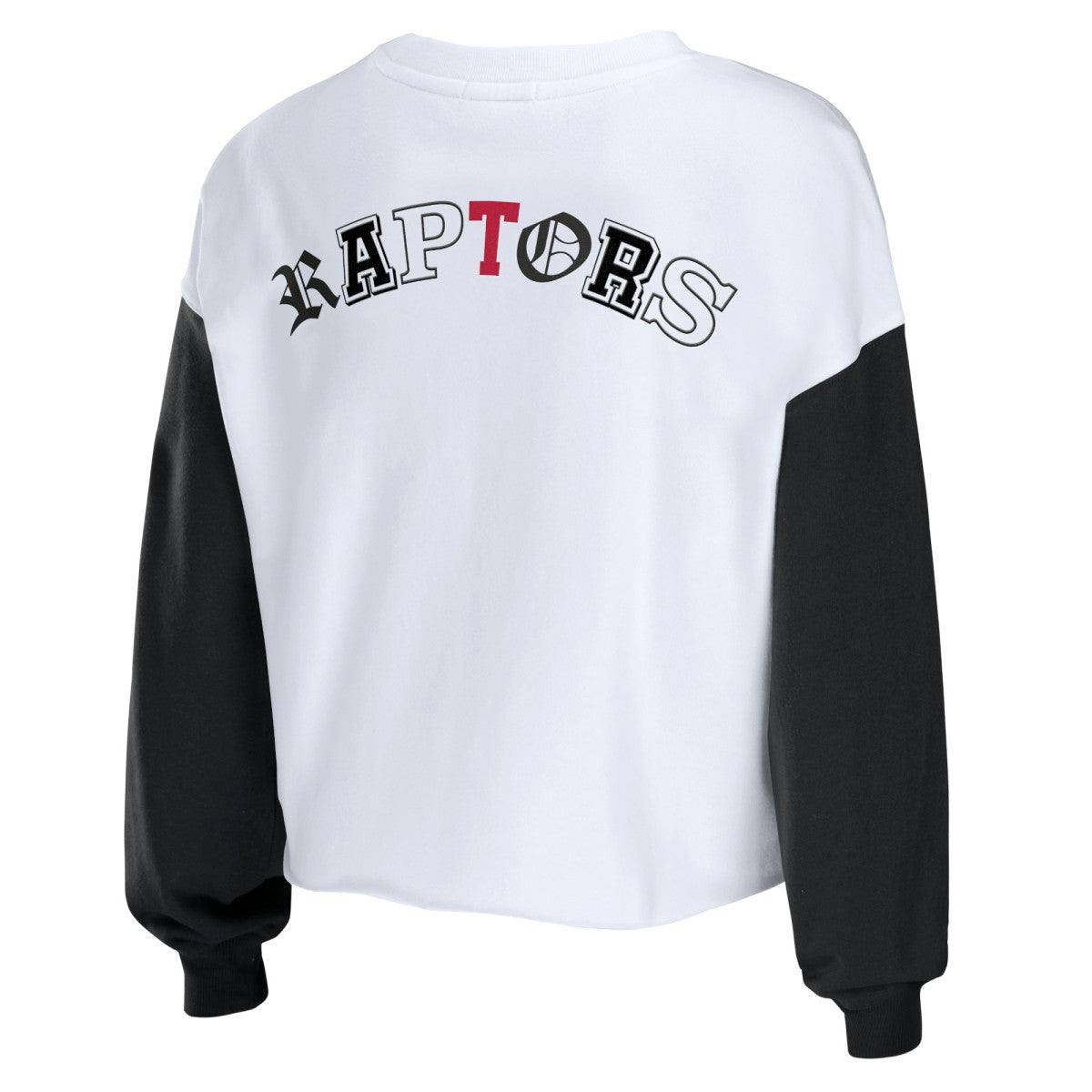 Toronto Raptors WEAR by Erin Andrews Women's Mixed Letter Cropped Pullover Sweatshirt For Sale