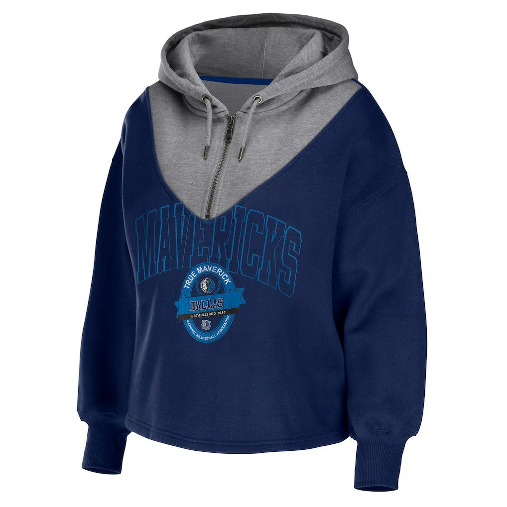Dallas Mavericks WEAR by Erin Andrews Women's Pieced Quarter-Zip Hoodie Jacket sale For Sale