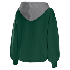 Milwaukee Bucks WEAR by Erin Andrews Women's Pieced Quarter-Zip Hoodie Jacket On Sale