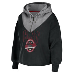 Miami Heat WEAR by Erin Andrews Women's Pieced Quarter-Zip Hoodie Jacket On Sale