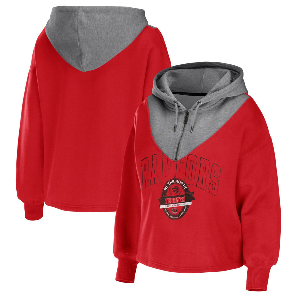 Toronto Raptors WEAR by Erin Andrews Women's Pieced Quarter-Zip Hoodie Jacket Online