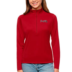 Atlanta Braves Antigua Women's Tribute Quarter-Zip Pullover Top | MLB Discount