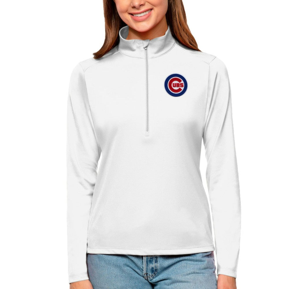 Chicago Cubs Antigua Women's Tribute Quarter-Zip Pullover Top | MLB Shop