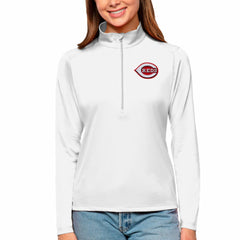 Cincinnati Reds Antigua Women's Tribute Quarter-Zip Pullover Top | MLB On Sale