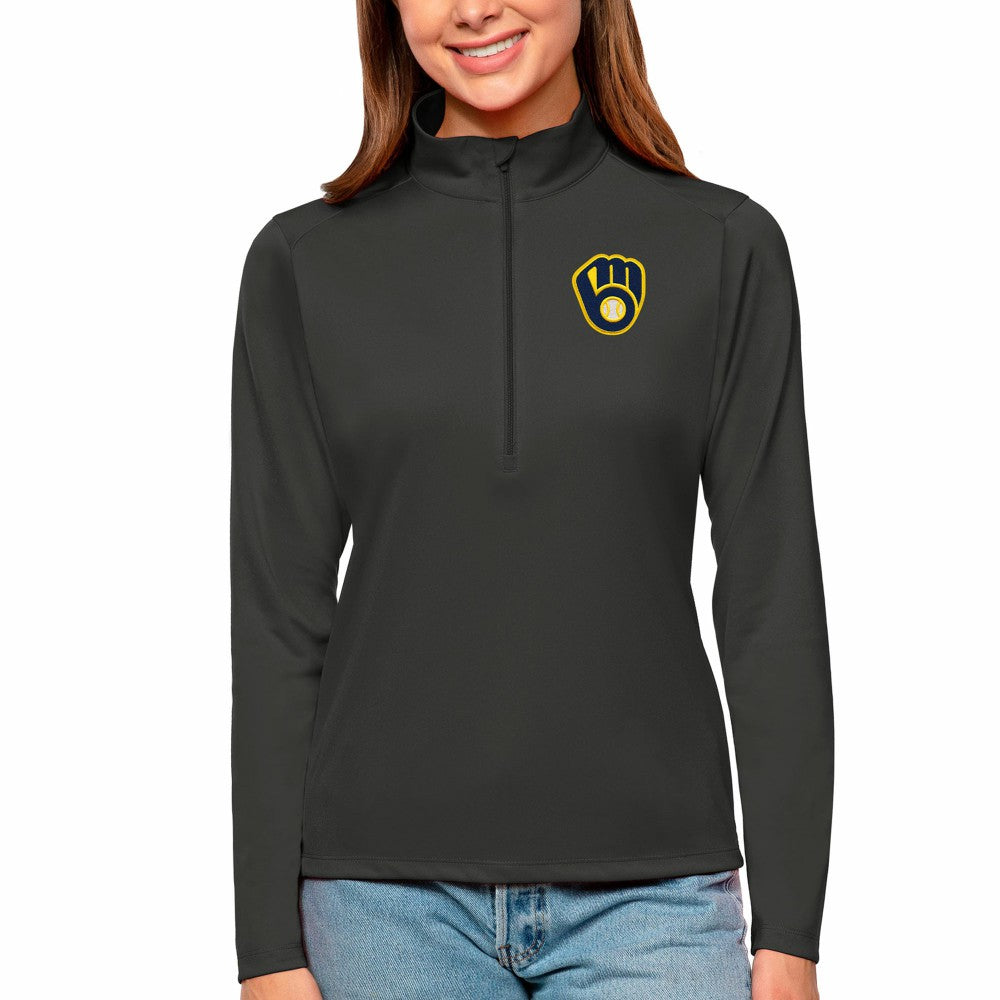 Milwaukee Brewers Antigua Women's Tribute Quarter-Zip Pullover Top | MLB Sale