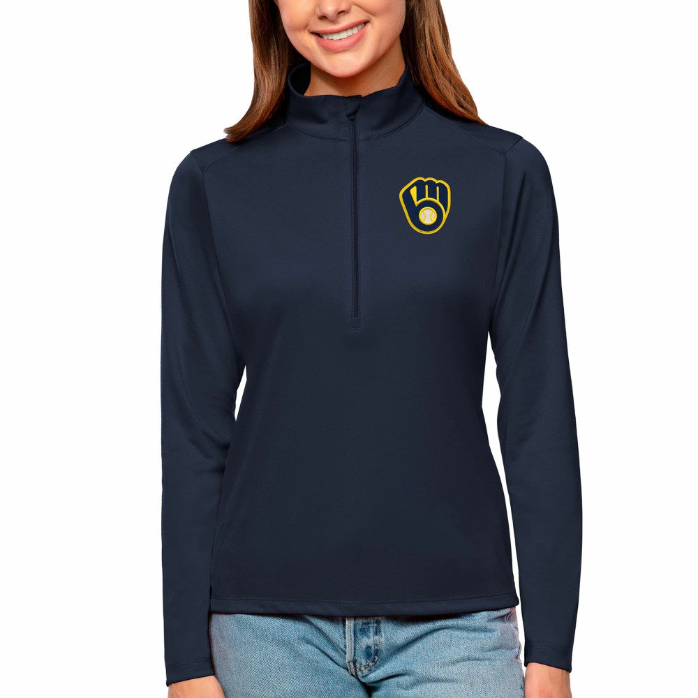 Milwaukee Brewers Antigua Women's Tribute Quarter-Zip Pullover Top | MLB New