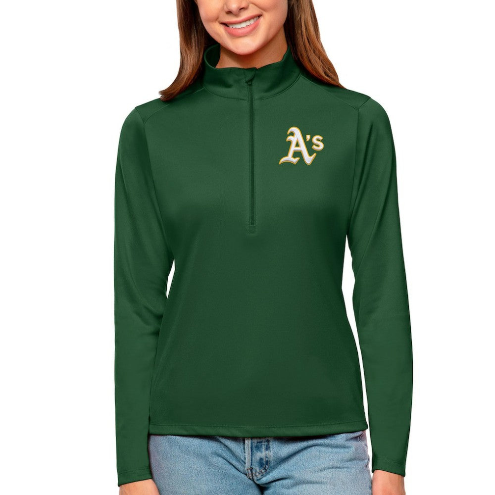 Athletics Antigua Women's Tribute Quarter-Zip Pullover Top | MLB New