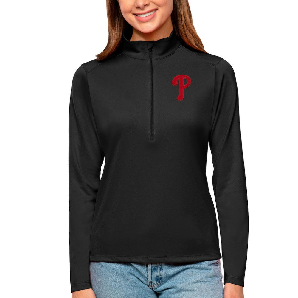 Philadelphia Phillies Antigua Women's Tribute Quarter-Zip Pullover Top | MLB New