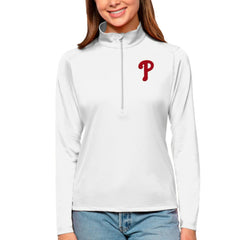 Philadelphia Phillies Antigua Women's Tribute Quarter-Zip Pullover Top | MLB Shop