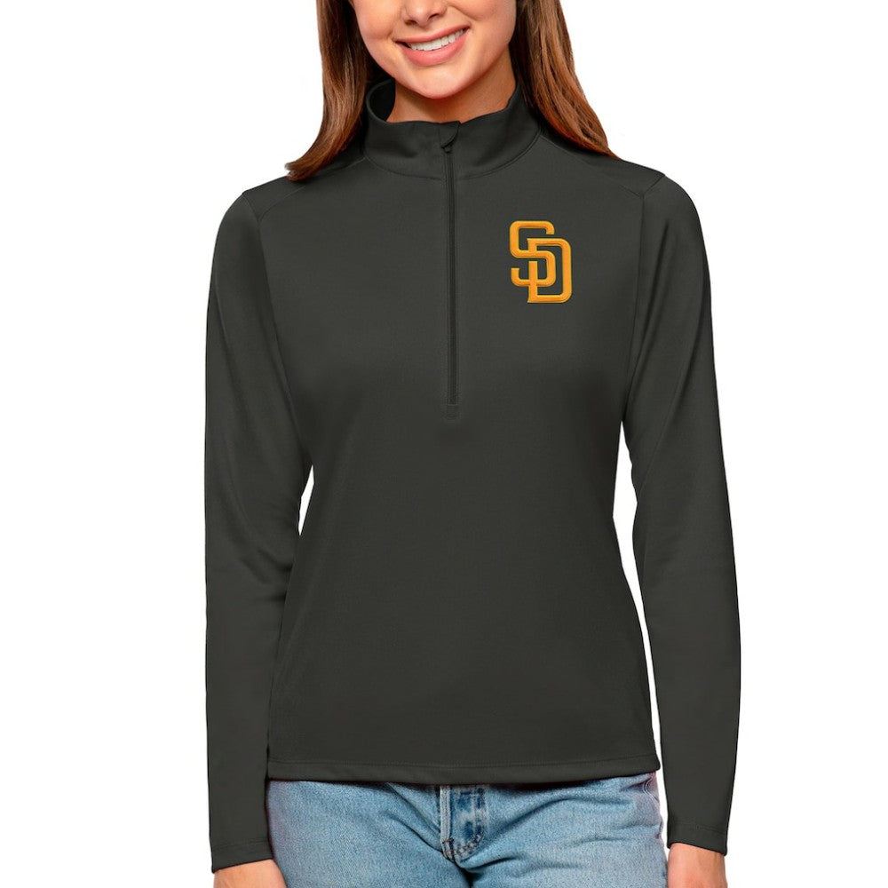 San Diego Padres Antigua Women's Tribute Quarter-Zip Pullover Top | MLB Discount