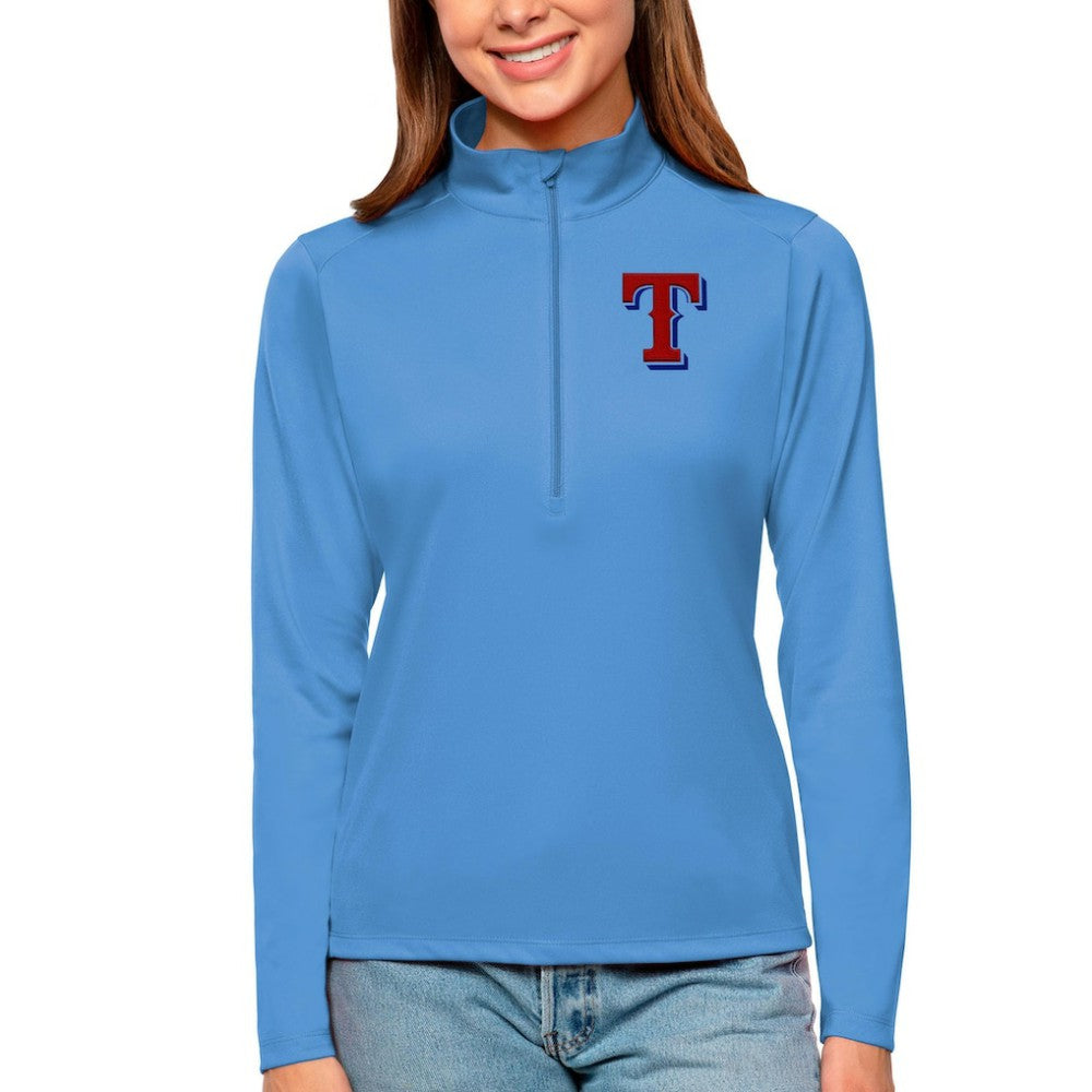 Texas Rangers Antigua Women's Tribute Quarter-Zip Pullover Top | MLB Sale