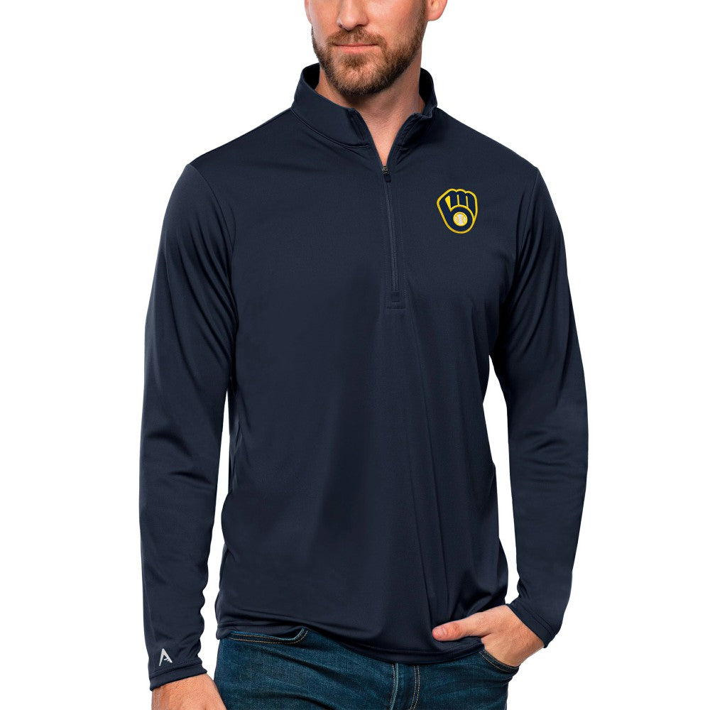 Milwaukee Brewers Antigua Tribute Quarter-Zip Pullover Top | MLB On Sale